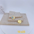 Colgantes de ojo turco chapados en oro con circón y nácar sobre pedestales de piedra - Estilo De Estrella Circular