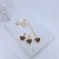 Romantic purple heart crystal necklace and earrings set in a gold plated finish - Purple Zirconia Jewelry Set