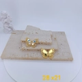 Detail view of gold butterfly evil eye pendant with shell inlay and 28x21mm size label - Butterfly Mother of Pearl Eye Style