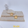 Detail of gold heart lock charms with pink enamel and beaded texture on stone base - Pink Heart Lock Style (#7)