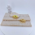 Enamel evil eye pendant charms with micro-set zircon in gold plating for DIY jewelry - Yellow Evil Eye Tassel Style (#3)