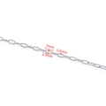 Detail shot of stainless steel oval link chain with precise 5x2.5mm size measurements - Steel Color Oval Link 0.6x2.5x5mm
