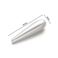 Detailed view of white teardrop pearl bead sized 30mm by 8mm for DIY jewelry making - 8x30mm / White