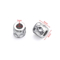Detailed macro view showing the 4mm faceted grooved stainless steel bead with dimensions - Polka Dot Pattern / 4x4x2mm / Steel