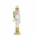 Détail du soldat casse-noisette en bois blanc et or avec paillettes et sceptre royal - 9*8*40CM / Style Paillettes Blanc Et Or (HT-2611)