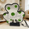 Saint Patrick's Day shamrock night light with Lucky text and USB cable for home decor - Lucky Shamrock