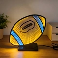 Dettaglio lampada da notte rugby specchio 3D con luci LED gialle e blu integrate - Lampada Specchio Infinito Rugby Football / 5V USB