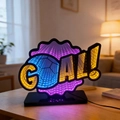 Lampada LED effetto infinito GOAL con design calcio e tunnel luminoso 3D in blu e giallo - Stile Calcio GOAL!