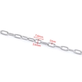 Silver stainless steel paperclip chain necklace 7.6x3.6mm oval link dimension view - Steel Color Oval Link 1x3.6x7.6mm
