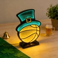 St. Patrick's Day infinity mirror lamp with basketball and green hat LED lights - St. Patrick's Day Basketball Hat Style