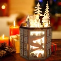 Rotierender Adventskalender aus Holz mit 24 Schubladen und LED-Licht für Weihnachten - Polygon Holz Kalender (YG-1911)