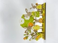 Décoration de lapin de Pâques en bois avec découpes 3D multicouches vert et orange - Ornement Composition Famille de Lapins / Multicolore