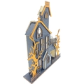 Décoration d'Halloween 3D en bois avec maison hantée et citrouille LED lumineuse - Style 1