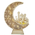 Décoration de lune Eid Mubarak en bois avec LED et silhouette de mosquée - Silhouette de Mosquée Lune (KZ-2304)