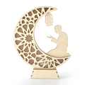 Décoration de Ramadan en bois avec croissant de lune, silhouette de prière et étoiles - Silhouette de Prière Lune (KZ-2302)