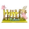 Décoration de Pâques en bois multicouche avec lapin de Pâques et texte Happy Easter coloré - Lapin de Pâques