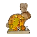 Coniglio di Pasqua in legno con luci LED calde e scritte Easter 3D colorate - Grande Forma Coniglio Cavo (YG2202)