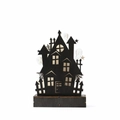 Décoration maison hantée en bois pour Halloween avec château découpé au laser et détails - Maison Hantée Halloween Ornement (YG-1911)