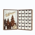 Calendario dell'Avvento in legno con luci LED, 24 cassetti e scena invernale intagliata - Stile Libro Intaglio Laser Con Luce