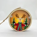 Hanging wooden LED Christmas ornament with reindeer and warm glowing lights - Christmas Reindeer Blue