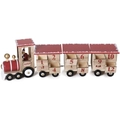 Calendrier de l'Avent en bois en forme de train avec 12 tiroirs et figurine de Noël - Petit Train Rouge Peint