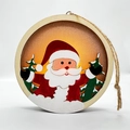 Illuminated Christmas wooden lantern with Santa Claus and LED warm light - Santa Claus