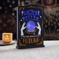 Targa LED di Halloween in legno Fortune Teller con sfera di cristallo e glitter blu - Fortune Teller (WS-2312)