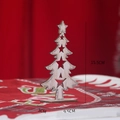Silver glitter wooden Christmas tree table decor with cutout stars, 15.5cm height - Silver Hollow-out Christmas Tree