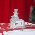 Christmas wooden snowman calendar ornament with painted hat and scarf for desk decor - Snowman Calendar