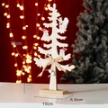 Weihnachtsbaum aus Holz mit Eulen-Illustration und Leinenschleife 35cm hoch - Großer Schneeflocken-Elch