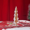 Wooden gold glitter Christmas tree desktop ornament with dimensions 17.5x7x4cm - Silver Christmas Tree