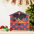 Holz-Adventskalender mit Krippenmotiv, 25 Schubladen und LED-Licht für Weihnachten - Geburt Christi Thema (YG-1949)