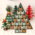 Wooden Christmas tree advent calendar with 24 colorful drawers for tabletop decor - Christmas Tree Shape / Dark Green