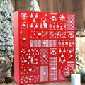 Calendrier de l'Avent en bois avec 24 tiroirs rouges festifs pour le compte à rebours - Calendrier de Compte à Rebours Rouge