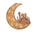 Lampe LED lune en bois islamique avec silhouette de mosquée et motif étoile ajouré - Style Lune Mosquée (KZ-23029)