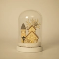 Palla di neve casa in vetro di Natale con casette in legno e luci LED calde decorative - Illuminazione Paesaggio in Miniatura