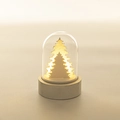 Luminous Christmas tree night light ornament in glass dome with warm glowing white paper cut style - Christmas Tree / White