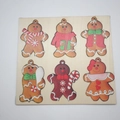 Lot de 6 décorations de Noël en bois bonhomme en pain d'épices aux motifs colorés - Ensemble de Pendentifs en Bois Bonhomme de Pain d'Épices