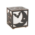 Halloween wooden cube lamp with black laser-cut pumpkin and bat patterns in 3D - Bat and Moon Pattern (Style 3)