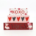 Valentijnsdag houten gelaagde decoratie met XOXO tekst en sfeervolle LED-verlichting - Valentijnsdag XOXO LED Ornament