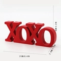 Lettres XOXO rouges en bois pour déco de la Saint-Valentin, ornement de table en MDF - 21x2.5x8 / Rouge