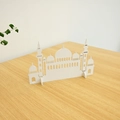Detail der weißen lasergeschnittenen Moschee-Silhouette aus Holz für die Dekoration - Neuer Stil (KZ-24017) / Weiß