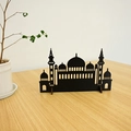 Islamic style black wood silhouette ornament with mosque design for home desktop decor - New Style (KZ-24018)