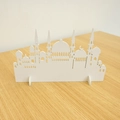 Lasergeschnittene weiße Moschee-Silhouette als Tischdeko für Eid und Ramadan Dekoration - Neuer Stil (KZ-24014) / Weiß