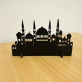 Minimalistisches schwarzes Moschee-Skyline-Ornament aus Holz für Ramadan-Heimdekor - Neuer Stil (KZ-24015) / Schwarz