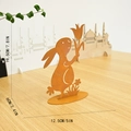 Patina metal Easter bunny ornament with tulip, vintage rust finish garden decor - Rust Color Rabbit