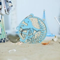 Decorazione da appendere in legno polpo blu con stelle marine e conchiglie nautiche - Stile Rotondo Cavo / Polpo