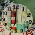 Close-up of vintage round wall clock with lighthouse motif and black numerals - Round Style / Round Lighthouse