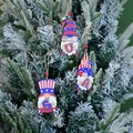 Gnomi patriottici in legno con lettere USA e stelle per decori del 4 luglio - Set USA