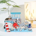Mediterranean nautical wooden ornament with lighthouse and sailboat for home decor - Boat